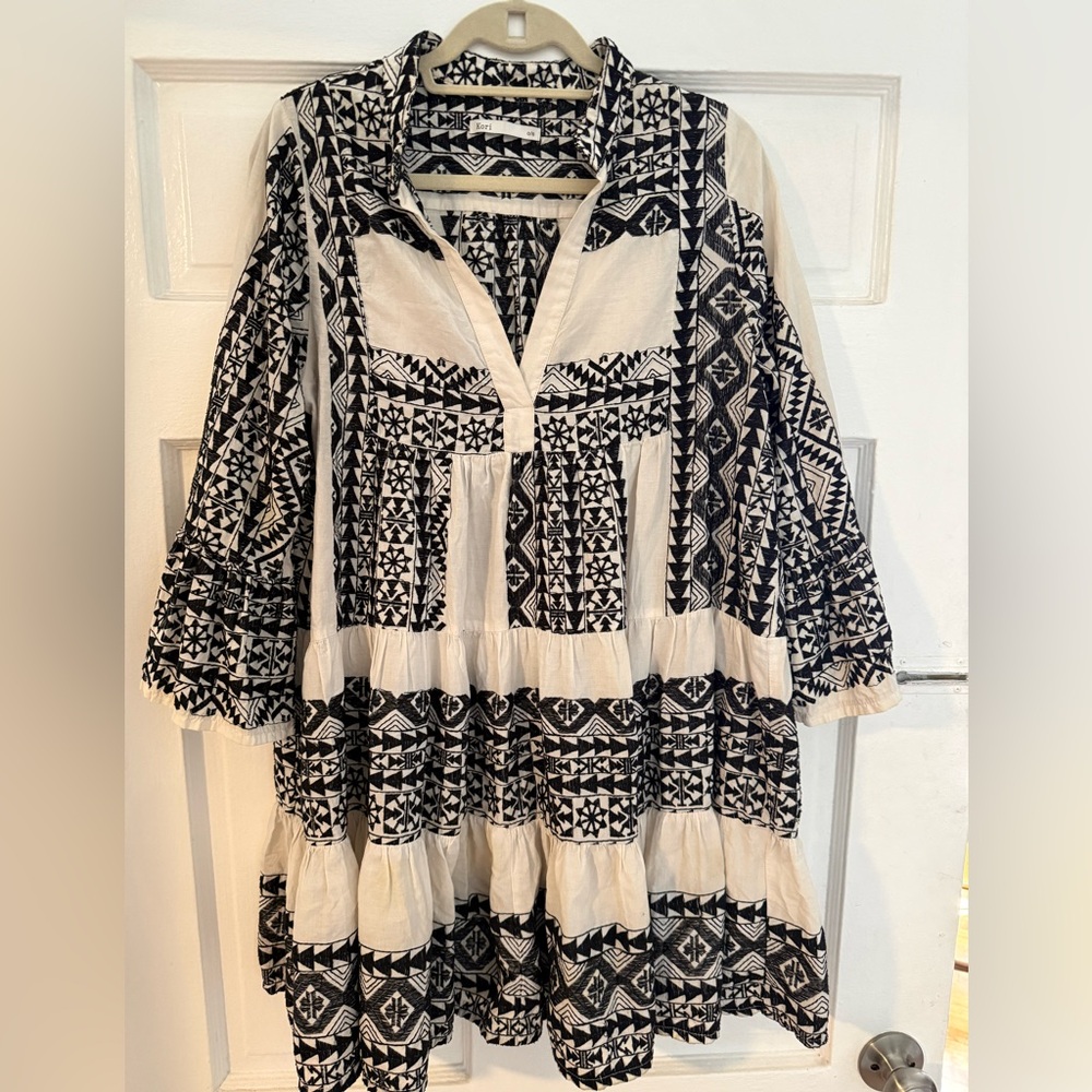 Embroidered Tiered Tunic Dress